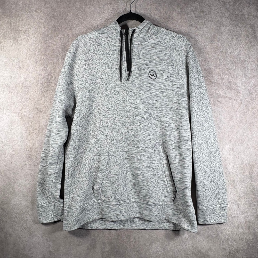Hollister Hoodie Sweatshirt Mens Large Gray Fleece 1/4 Zip‎ Pullover Athleisure
